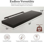 36" Black Floating Shelves 12inch Deep Wall Shelf, Set of 2 - Image 2