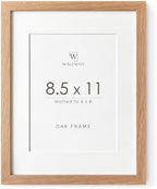 8.5x11 Picture Frame, Solid Oak Wood 8.5 by 11 Frame with Mat 6x8 by TumblerHome