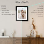 Hongkee 10x12 Picture Frame Set of 4, Made of Real Glass and Black Frame - Display Picture 8x10 with Mat or 10x12 Without Mat, 10 by 12 Photo for Wall Mounting - Image 4