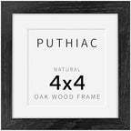 puthiac 4x4 Solid Oak Wood Picture Frame, Black, 1 Pack by PUTHIAC