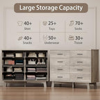Xixini Dresser for Bedroom, 8 Drawer Wide Modern Chest of Drawers with X-Shaped Sturdy Base, Wood Double Dresser Closet Clothes Storage Organizer, Wooden TV Stand for Living Room, Hallway, Grey - Image 3