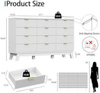 Xixini Fluted Dresser for Bedroom with 12 Drawers, 57" Wide Modern Chest of Drawers with Metal Handle, Wooden Dresser TV Stand, Wood Closet Clothes Storage Organizer for Living Room, Hallway, White - Image 2