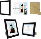 Hongkee 8.5 x 11 Picture Frame Set of 4, Made of Real Glass and Black Certificate & Diploma Frame, 8.5 by 11 Photo for Wall or Tabletop - Display Picture 6x8 with Mat or 8.5x11 Without Mat - Image 3