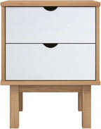 Scandinavian Style Bedside Cabinet Brown and White Solid Pine Wood, Engineered - Image 4