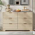 MALOL Coastline Fluted 6 Drawers Dresser for Bedroom, 48" Wide Modern Chest of TV Stand Organizers with Metal Handle, Storage Wooden Dresser Drawer for Living Room, Hallway, Closet, Natural Wood by MALOL