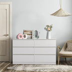 Karl home White 55-Inch 6 Drawer Modern Dresser, Bedroom Storage Chest - Image 5