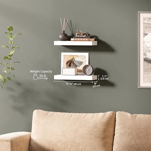 Ballucci Floating Shelves for Wall, 24" Wood Wall Shelf Set of 2, with Invisible Brackets for Bathroom, Living Room, Bedroom, Kitchen, Nursery, 8" Deep, White - Image 3