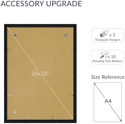 20x28 Poster Frame, Black Wood Frame with 16x24 Mat, 3 Pack - Image 4