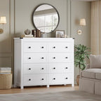 BORNOON Tall 8-Drawer Dresser, Modern Wooden Storage Chest of Drawers, Dresser TV Stand, Wood Drawer Organizer with Metal Handles for Bedroom, Living Room, Hallway - Image 6