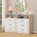 Bigbiglife 6 Drawers Dresser for Bedroom with Open Storage Cubby, Double Wide Dresser Organizer for Bedroom, Living Room, Entryway, Hallway (White) - Image 3
