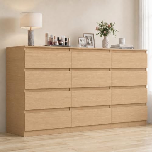 12 Drawer Dresser for Bedroom,Modern Deep Drawer Dresser with No-Handle Design,Storage Wood Chest of Drawer,Storage Organizer Furniture for Closet,Hallway by CIPACHOHOMEFURNITURE
