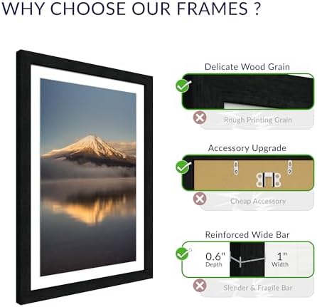 14x20 Poster Frame, Black Wood Frame with 12x18 Mat, 3 Pack - Image 3