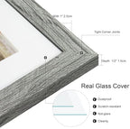 Hongkee 10x14 Picture Frame Set of 4, Made of Glass and Grey Wooden Frame, Display 8x12 Pictures with Mat or 30 x 40cm Diamond Painting Art without Mat for Wall Mounting, Gallery Photo Frames - Image 3