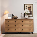 FENSULN Modern Drawer Dresser for Bedroom with 6 Drawers, 2 in 1 Chest of Drawers with Organizer Storage for Bed Room,Livingroom Hallway Oak by FENSULN