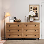 FENSULN Modern Drawer Dresser for Bedroom with 6 Drawers, 2 in 1 Chest of Drawers with Organizer Storage for Bed Room,Livingroom Hallway Oak by FENSULN