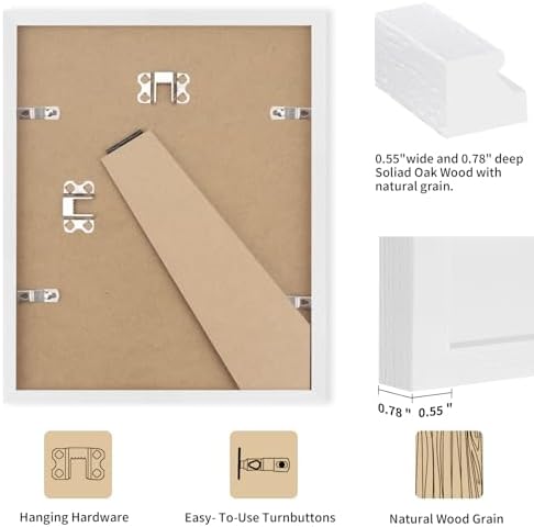 puthiac 4x6 Solid Oak Wood Picture Frame, White, 1 Pack - Image 3