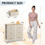 WLIVE Beige Fabric Dresser for Bedroom, 6 Drawer Dressers, Chest of Drawers - Image 3