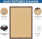 Hongkee 13x19 Picture Frame Set of 4, 13 x 19 Rustic Brown Wood(Mat 11x17) - Image 5