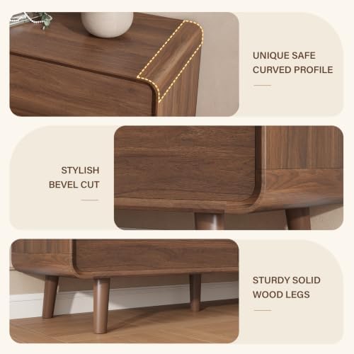 Nasonet 6 Drawer Dresser for Bedroom, 47'' Wide Mid Century Modern Dressers & Chests of Drawers, Wood Storage Drawer Dressers for Hallway, Home Office, Walnut - Image 3