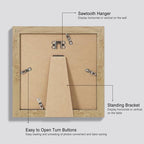 Hongkee 8x8 Picture Frames Set of 4, Made of Glass and Natural Oak Wooden Frame - Display Picture 6x6 with Mat or 8 x 8 Without Mat, 8 by 8 Photo for Wall or Tabletop - Image 3