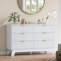 Wodeer 6 Drawer Fluted Dresser for Bedroom, Mid Century Modern Dresser with 6 Drawers, Dressers & Chests of Drawers with Metal Handle, TV Stand & Storage Organizer for Entryway, Hallway, White by WODEER