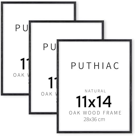 puthiac Picture Frame, Black Oak Wood, 11 x 14 inches, 3 Pack - Minimalist Wall Art Decor, Picture and Prints by PUTHIAC