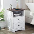 Farmhouse 2 Drawers Dresser for Bedroom,Small Dresser with Charging Station - Image 3