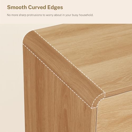 TEENFON 55" Dresser for Bedroom with 6 Drawers, Dressers & Chests of Drawers with Curved Profile Design, 6 Drawer Dresser, Bedroom Dressers, Wood Dressers for Bedroom, Hallway, Natural - Image 6