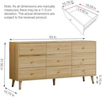 Chrangmay 9 Drawer Dresser,47" Wide Mid Century Modern Chest of Drawers,Wooden Bedroom Drawer Dresser with 9 Storage Drawers for Bedroom, Living Room,with Anti-Tipping Device,Yellow - Image 2