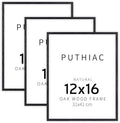 puthiac 12x16 Solid Oak Wood Picture Frames, Black, 3 Pack by PUTHIAC