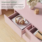 Pink 9 Drawer Dresser for Bedroom,Modern Wood Dressers & Chest of Drawers with No-Handle Design, Long Dressers for Closet Living Room,Nursery,Hallway (59.06 * 32.28 * 14.57 in) - Image 5