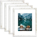 Hongkee 16x20 Frames Set of 4, 16 x 20 Distressed White Wood(Mat 11x14) by Hongkee