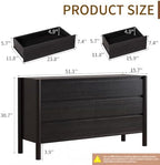 CHUWELL 51.1" Wide Black 7 Drawer Dresser for Bedroom with Solid Wood Legs - Image 2