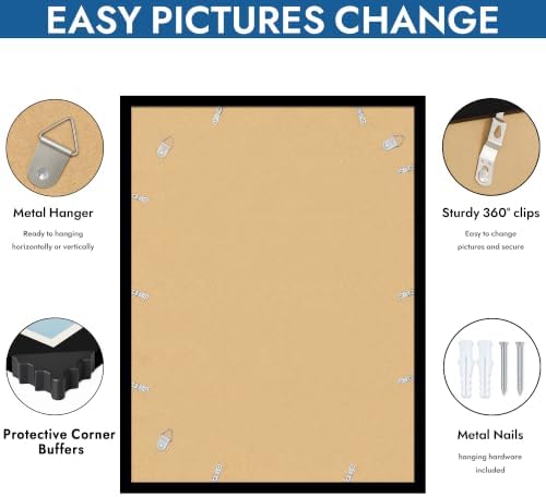 Hongkee 18x24 Frame Set of 4, 18 x 24 Black Wood Style(Mat 16x20) - Image 5