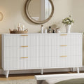Wood Tall 6 Drawers Dresser, 53.2" W Fluted Modern Dressers for Bedroom by Lulive