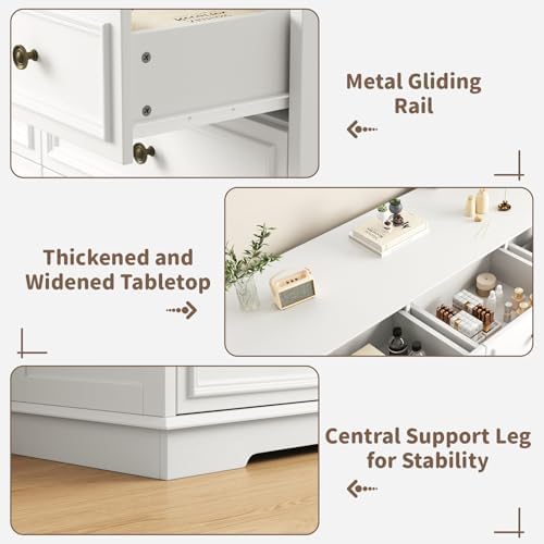 51" Wide Farmhouse 9 Drawer Dresser for Bedroom, White - Image 7