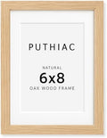 puthiac 6x8 Solid Oak Wood Picture Frame with 5x7 Mat, Natural Oak, 1 Pack by PUTHIAC