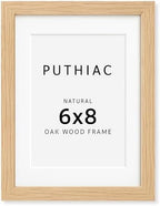 puthiac 6x8 Solid Oak Wood Picture Frame with 5x7 Mat, Natural Oak, 1 Pack by PUTHIAC
