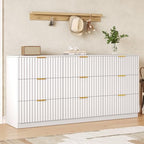 60.3" Wide Fluted 9 Drawer Dresser for Bedroom, White - Image 7