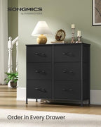 SONGMICS Dresser for Bedroom, Tall Dresser with 6 Fabric Drawers - Image 3