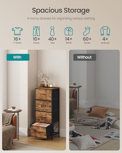 SONGMICS Dresser for Bedroom, Tall Dresser with 4 Fabric Drawers - Image 4