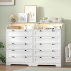 Wodeer White Dresser Tall 5 Drawer Dresser for Bedroom, Wood Chest of Drawers with LED Lights, Charging Station, Metal Handles, Modern Storage Cabinet and Organizer Drawers for Living Room, Hallway - Image 2