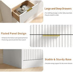 White Dresser with 7 Drawer 55" Wide Fluted Dresser for Bedroom丨Modern Chest of Drawer with Metal Handles, Wood TV Stand for Bedroom, Living Room, Entryway, Hallway, White - Image 4