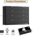 Furniway Black Dresser for Bedroom, Modern Dresser with 8 Drawers and Smooth Slides, Wide Chest of Drawers with Golden Handles for Bedroom, Closet, 15.7" D x 55" W x 37.4" H - Image 2