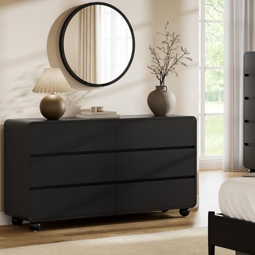 Lulive 6 Drawer Dresser for Bedroom, 55" Wide Chest of Drawers, Black - Image 5