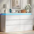 6 Drawer Dresser for Bedroom,47.24"Long White Chest of Drawers w/LED Lights by Gyfimoie