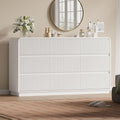 Wodeer White Dresser Fluted 9 Drawers Dresser for Bedroom, 59" Wide Wood Chest of Drawers with Hidden Handles & Rounded Corners, Modern TV Stand Storage Cabinet for Living Room, Hallway, Entryway by WODEER