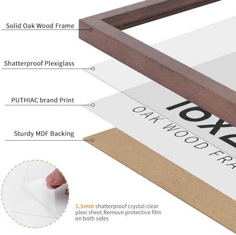puthiac 16x24 Solid Oak Wood Picture Frame, Walnut, 1 Pack - Image 2