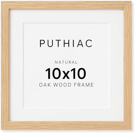 puthiac 10x10 Solid Oak Wood Picture Frame, Natural Oak, 1 Pack by PUTHIAC