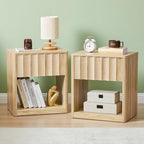 Bifins Fluted Small Nightstand Set of 2, Natural by BifinsFurniture
